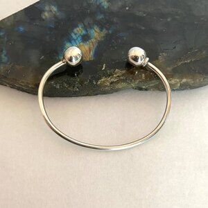 Sterling Silver 925 10MM Removable Bead Ball Cuff Charm Bracelet Sz 6.75"